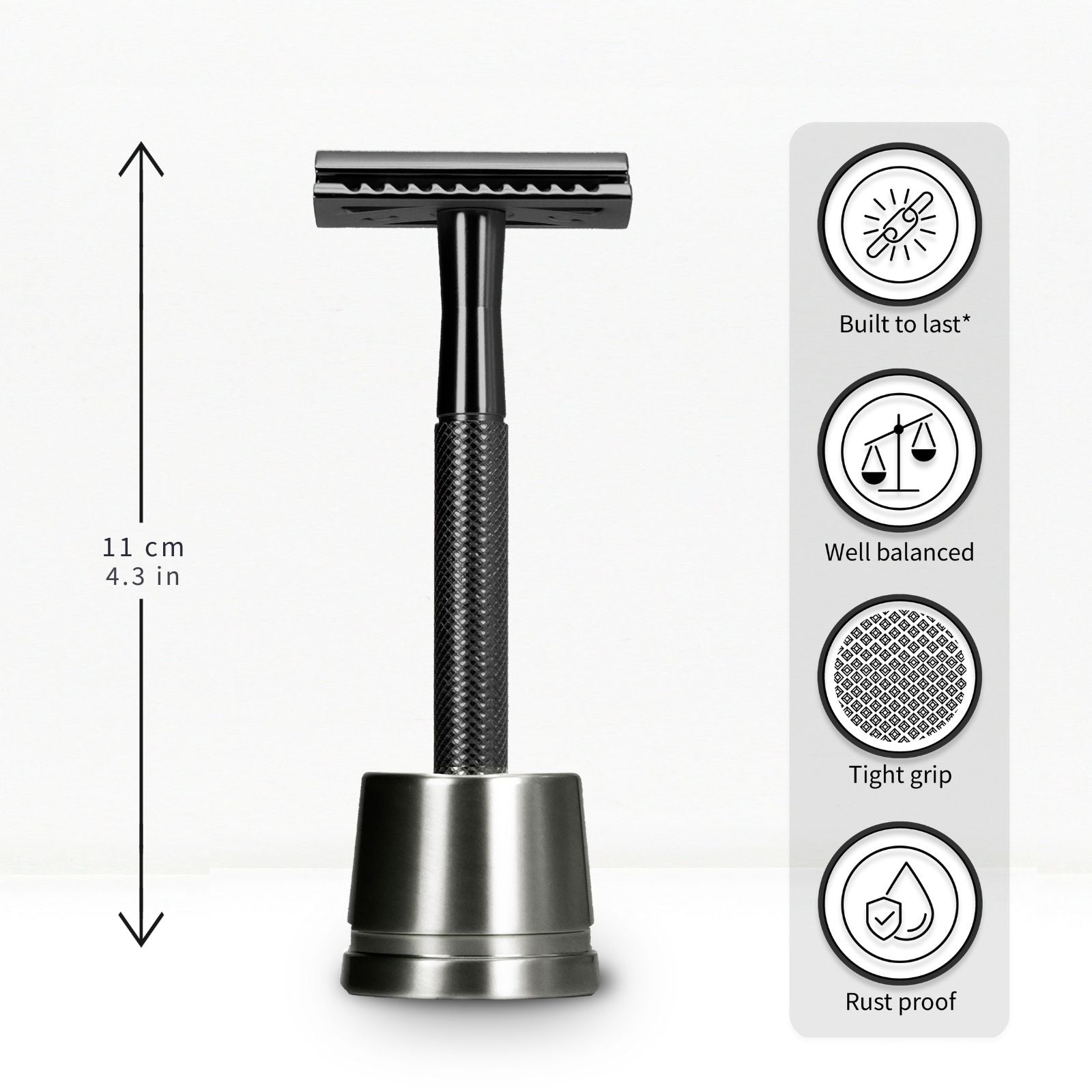 Doppio Razor Rasoio di Sicurezza a Doppio Filo in Metallo con Supporto | Vari Colori ...