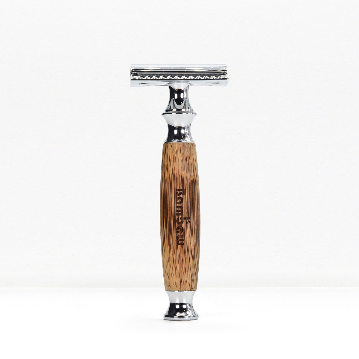 Bambaw Shaving razor with bamboo wooden handle on a white background